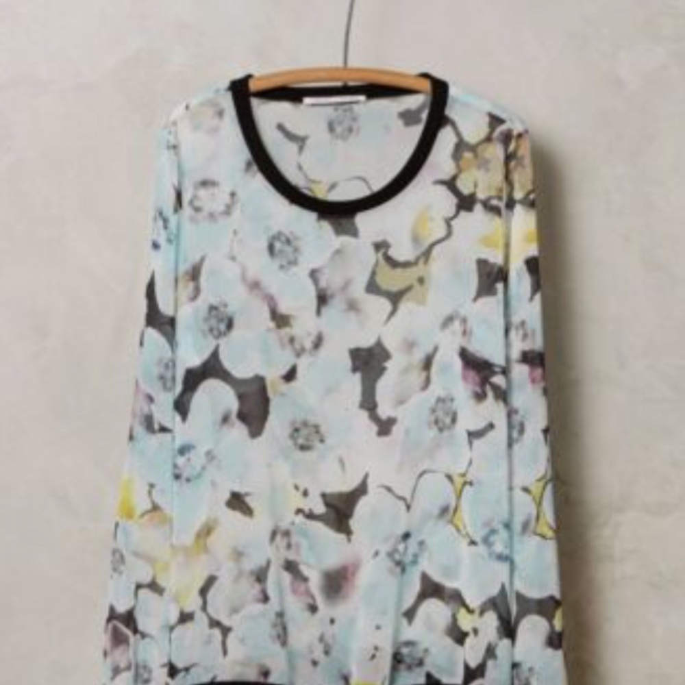 Anthropologie Future Vintage Sheer Floral Top